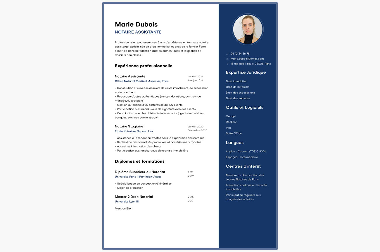 Exemple de CV de notaire créé en ligne